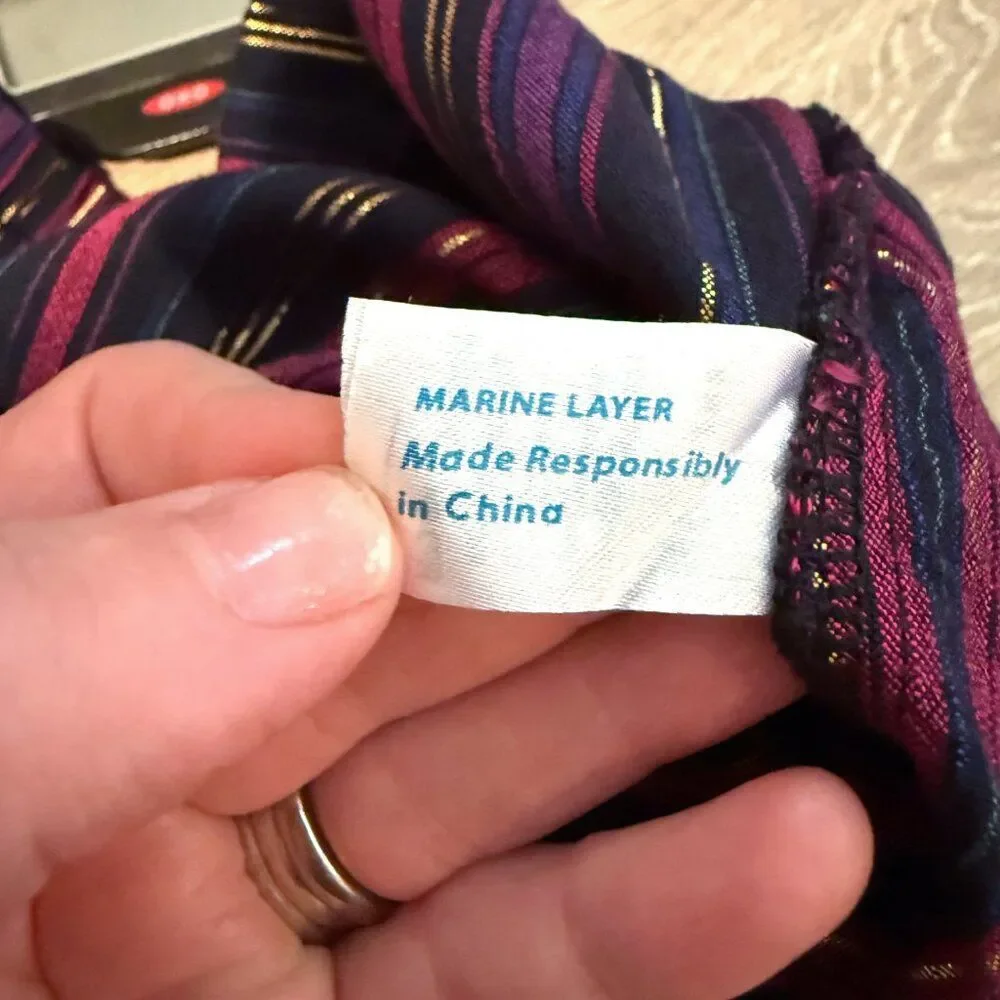 Marine Layer Striped Ankle Pants in Purple and Pink